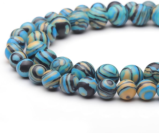 Youngbling Natural Gemstone Beads for Jewelry Making,10mm Blue Malachite Polished Round Smooth Stone Beads for Bracelet Necklace 15 Inch(Blue Malachite,10mm)