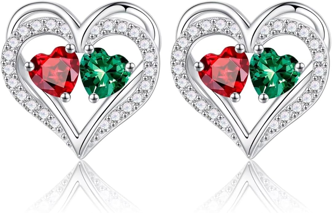 Iefil Valentines Day Gifts for Her - 925 Sterling Silver Birthstone Earrings, Anniversary Birthday Gifts for Women Wife Girlfriend Mom