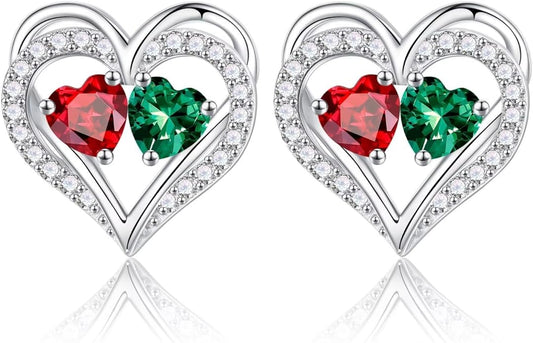 Iefil Valentines Day Gifts for Her - 925 Sterling Silver Birthstone Earrings, Anniversary Birthday Gifts for Women Wife Girlfriend Mom
