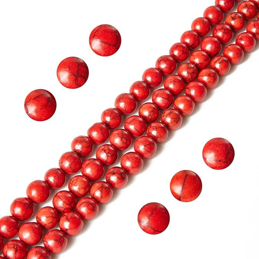 100pcs 10mm Red Turquoise Beads Natural Gemstone Beads Round Loose Beads for Jewelry Making