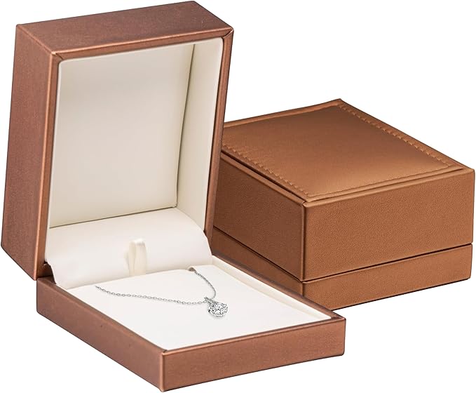 Luxury Leather Jewelry Gift Box - Premium Necklace Box & Earring Display Case for Women & Men - Universal Necklace Holder & Earring Box, Ideal for Earrings Pendants Hoops & Necklace by AllurePack