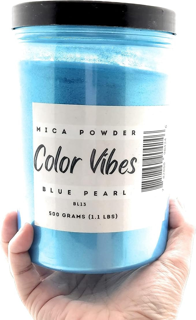 Pearl Mica Powder Pigment Dye - 500 Grams (1.1 lbs) - Best Bulk Price for Fine Arts, Crafting, Painting, Bath Bomb Soap Candle Slime Jewelry Making, Epoxy Resin, Woodworking (Blue BL13)