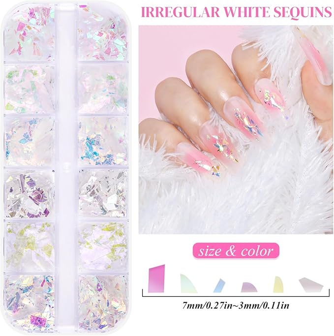 5 Boxes 60 Colors Holographic Nail Art Sequins Kit, Iridescent Sparkle Laser Hollow 3D Star Butterfly Heart Round Mixed-shapes Nail Glitter Flakes for Manicure Body Makeup Craft DIY (2-colorful-kit2)