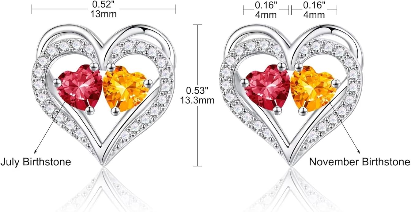 Iefil Valentines Day Gifts for Her - 925 Sterling Silver Birthstone Earrings, Anniversary Birthday Gifts for Women Wife Girlfriend Mom