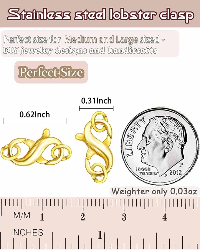 Double Opening Lobster Clasp 316 Stainless Steel Silver and Gold Pleted Necklace Bracelet Extender Clasps and Closures for DIY Jewelry