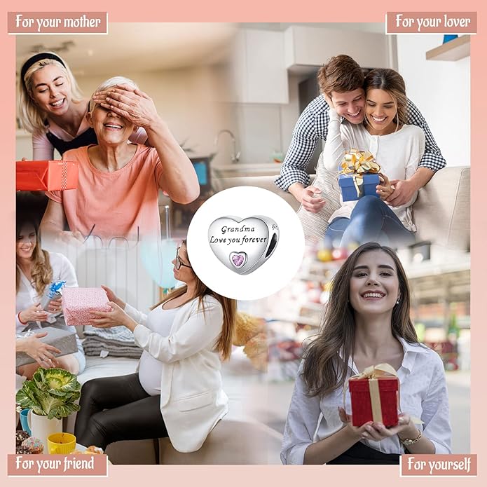 S925 Silver 14K Gold Plated Charm for Pandora Bracelet Necklace Women, Jewelry Gift, Valentines Mothers Day Christmas Birthday Anniversary, Mom Daughter Auntie Grandma Friend Wife Girlfriend