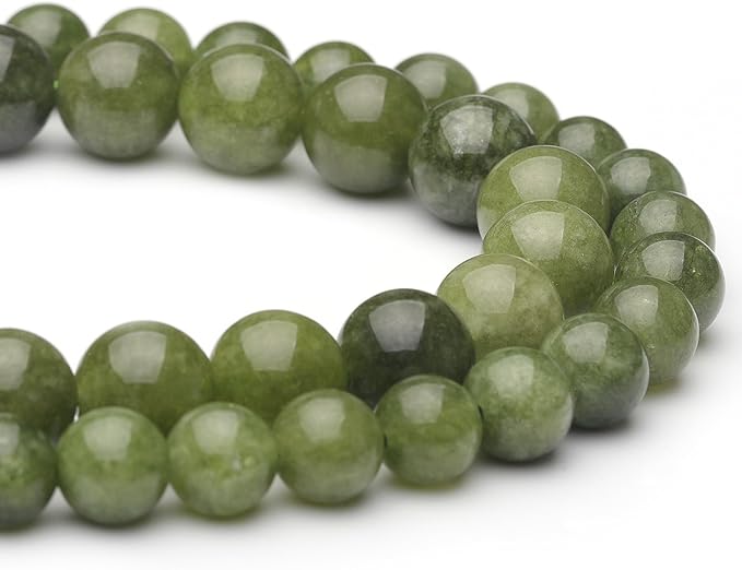 8mm Natural Stone Beads for Jewelry Making,Green Jade Polished Smooth Round Gemstone Beads for Bracelet Necklace 15 Inch