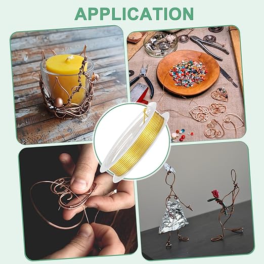 1 mm/18 Gauge Copper Wire for Jewelry Making, 5.2FT Copper Beading Craft Wire for Jewelry/Weaving/DIY Crafting/Planting, Color-Retaining [1.6M, Gold Tone]