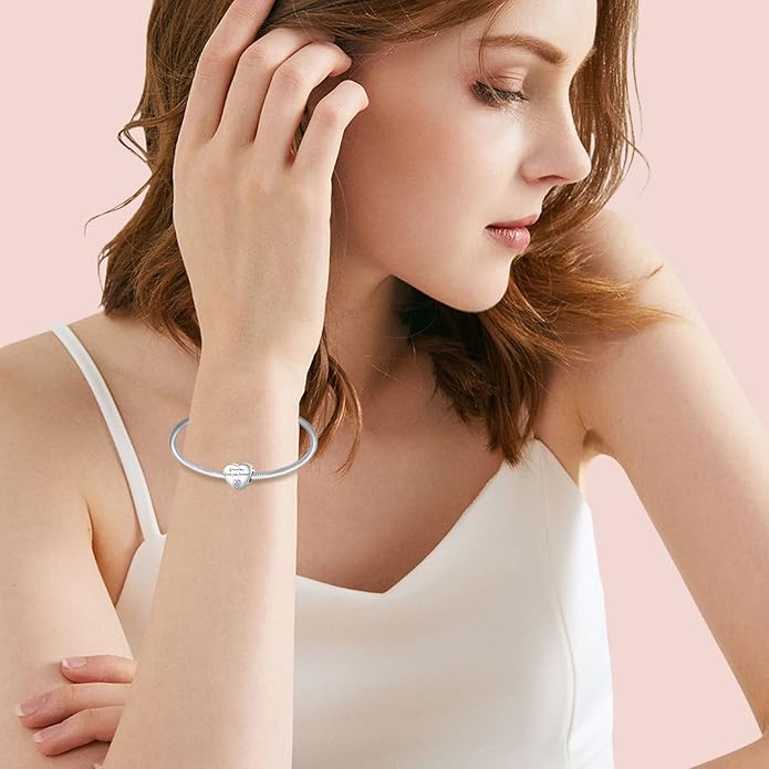 S925 Silver 14K Gold Plated Charm for Pandora Bracelet Necklace Women, Jewelry Gift, Valentines Mothers Day Christmas Birthday Anniversary, Mom Daughter Auntie Grandma Friend Wife Girlfriend