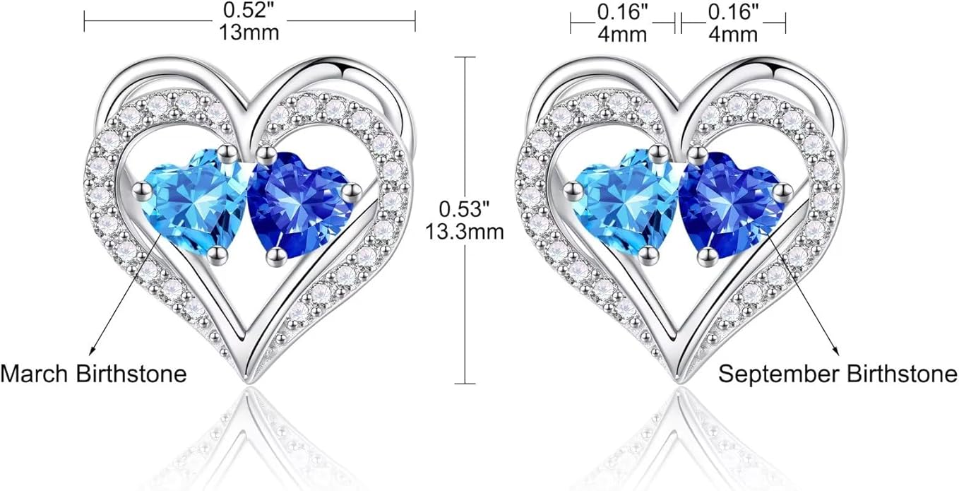 Iefil Valentines Day Gifts for Her - 925 Sterling Silver Birthstone Earrings, Anniversary Birthday Gifts for Women Wife Girlfriend Mom