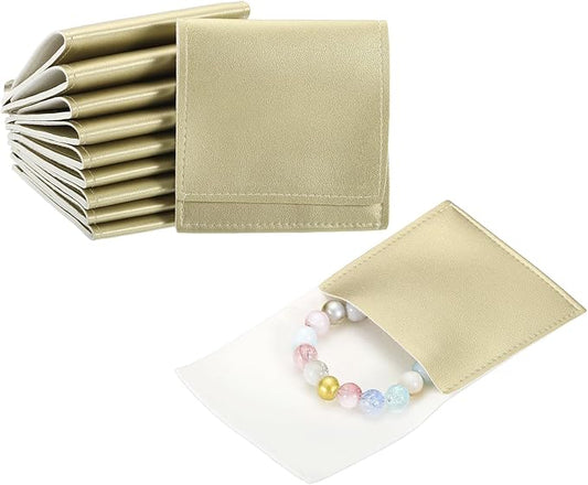 PATIKIL 20 Pack PU Leather Jewelry Pouch, 3" x 3" Envelope Style Jewelry Pouches for Bracelets Necklaces Earrings Rings, Small Luxury Bags for Wedding Candy Gift Storage, Gold