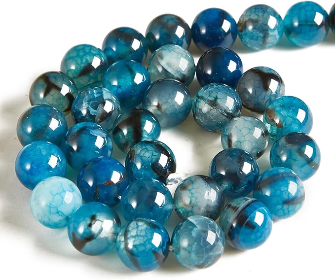 100pcs 6mm Blue Dragon Vein Agate Beads Natural Gemstone Beads Round Loose Beads for Jewelry Making