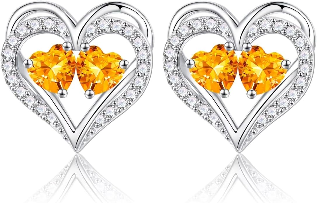 Iefil Valentines Day Gifts for Her - 925 Sterling Silver Birthstone Earrings, Anniversary Birthday Gifts for Women Wife Girlfriend Mom