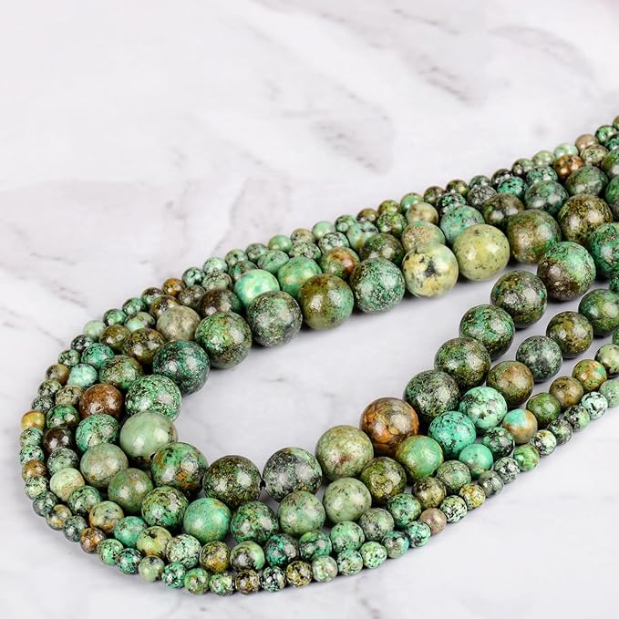 Natural Stone Genuine Stones DIY African Turquoise Round Beads 8mm 100pcs Beading Loose Gemstone Hole Size 1mm Charm Smooth Beads for Bracelets Necklaces Earrings (African Turquoise 8mm)