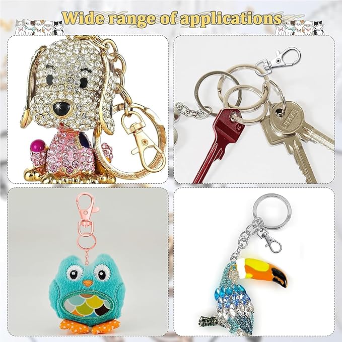 100 Pcs Lanyard Snap Hooks and Key Rings with Chain and Jump Rings for Keychain Lanyard DIY Jewelry Crafts Accessories(50 Swivel Snap Hooks +50 Flat Key Ring with Chains) (Rose Gold)