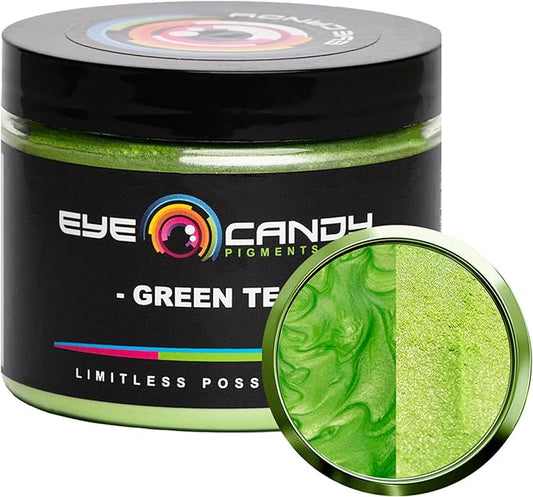 Eye Candy Pigments Premium Green Mica Powder - Green Tea (50gr) - for Epoxy, Resin, Soap, Paint, Woodworking, Acrylic Pouring, Bath Bombs, Fishing Lures - DIY Arts and Crafts Additive