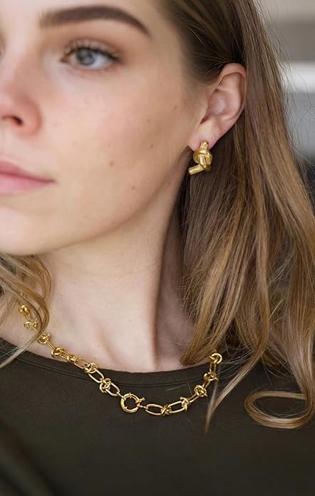 Aobei Pearl 18K Gold Plated Paperclip Chain Choker Satellite Chain Freshwater Cultured Biwa Pearl Pendant Necklace Dainty Jewelry for Women