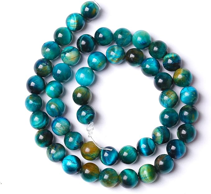Natural Stone Blue Tiger Eye Beads Round Loose Beads for Jewelry Making DIY Bracelet Necklace Accessories 15" 6mm 60pcs