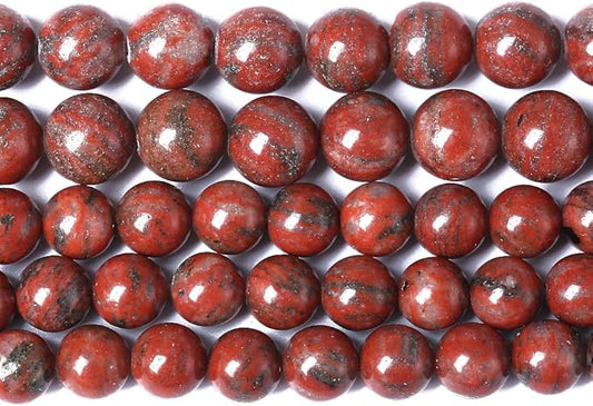 60pcs 6mm Natural Red Seasame Jasper Gemstone Beads Round Loose Spacer Beads for Jewelry Making DIY Bracelets Necklaces 15" (6mm, Red Seasame Jasper)
