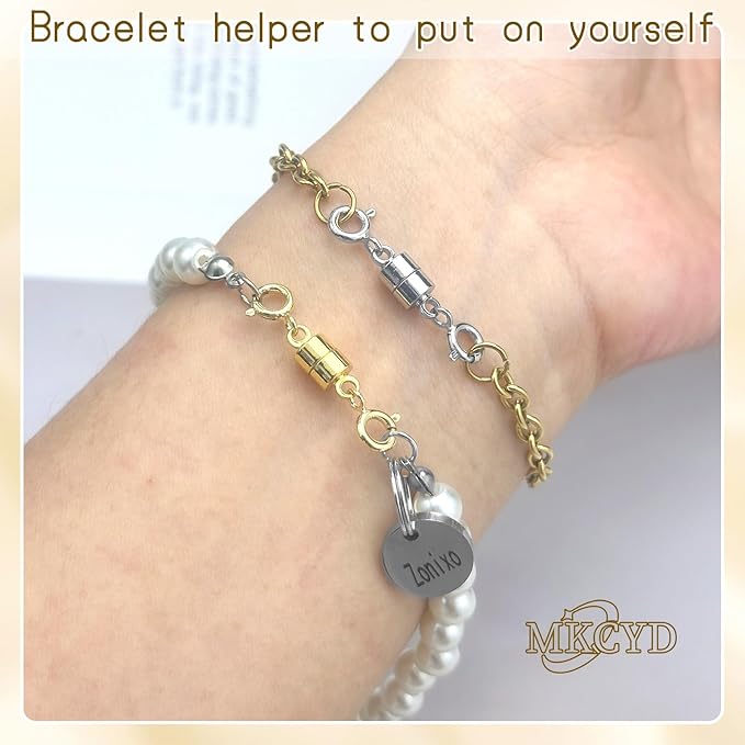 Double Magnetic Necklace Clasps and Closures, Necklace Extenders for Women, 14K Gold and Silver Magnetic Jewelry Clasps for Bracelets