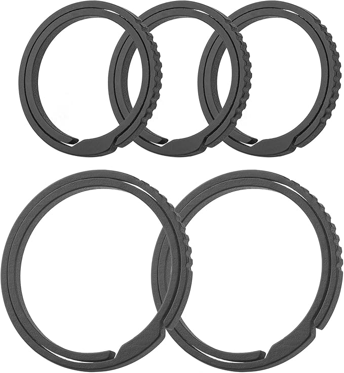 TISUR Titanium Keychain Rings, Split Side Pushing Key Rings Heavy Duty Black Key Ring For Key Chain Carabiner Dog Tag Ring