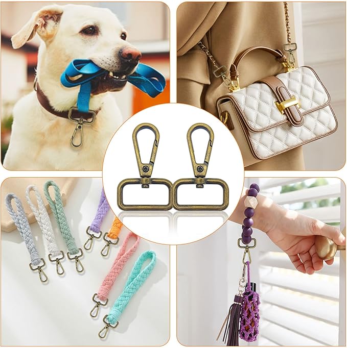 12pcs Swivel Clasps 1" D Ring Lobster Clasp Claw Metal Swivel Snap Hook for Push Gate Snap Hooks Trigger Clips Keychain Lanyard,Jewelry,DIY Crafts Supplies(Antique Bronze, 1inch Inside Diameter)