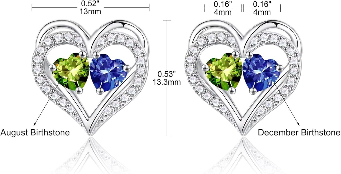 Iefil Valentines Day Gifts for Her - 925 Sterling Silver Birthstone Earrings, Anniversary Birthday Gifts for Women Wife Girlfriend Mom