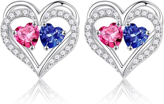 Iefil Valentines Day Gifts for Her - 925 Sterling Silver Birthstone Earrings, Anniversary Birthday Gifts for Women Wife Girlfriend Mom