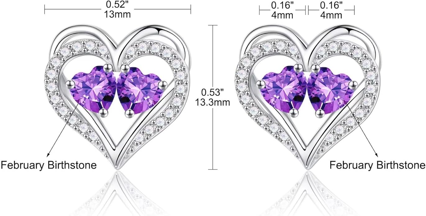 Iefil Valentines Day Gifts for Her - 925 Sterling Silver Birthstone Earrings, Anniversary Birthday Gifts for Women Wife Girlfriend Mom