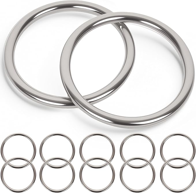 ZUSFUL 1.57 inch Metal O Rings,Stainless Steel Round Ring Buckles 5/32" Wire Diameter,metal rings for crafts,Solid Welded Loop(8, ID5/32*D1.57(40mm))