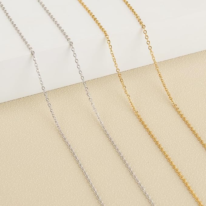 SMYHTGLIF Total 65.6 Feet Gold & Silver Jewelry Making Chains 2 Rolls Stainless Steel Chain for Jewelry Making Thin Oval Cable Chain Craft Chain Bulk