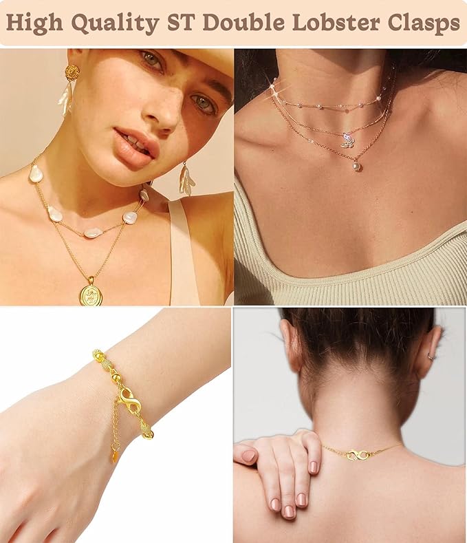 Double Opening Lobster Clasp 316 Stainless Steel Silver and Gold Pleted Necklace Bracelet Extender Clasps and Closures for DIY Jewelry