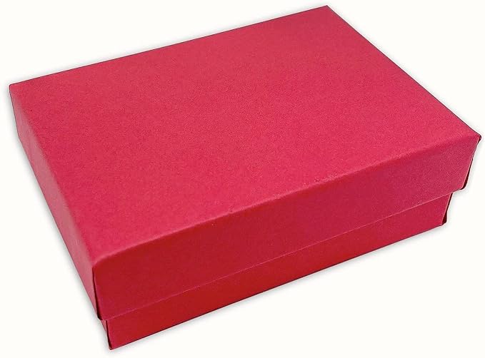 TheDisplayGuys - 25-Pack #10 Cotton Filled Cardboard Paper Jewelry Boxes Gift Case - Matte Red (1.9" x 1.3" x 0.7") - for Shipping or Storage