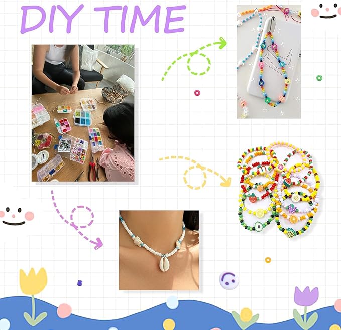 efivs arts 3500PCS 6/0 Glass Seed Beads, 24 Colors Small Beads Kit Bracelet Waist Beads Kit with Pendant Charms for DIY Crafts Necklace Ring Making