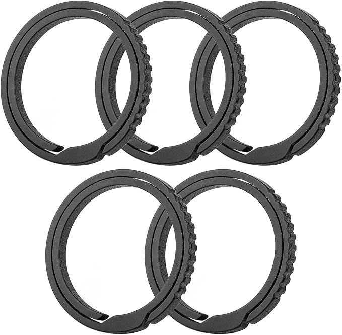 TISUR Titanium Keychain Rings, Split Side Pushing Key Rings Heavy Duty Black Key Ring For Key Chain Carabiner Dog Tag Ring