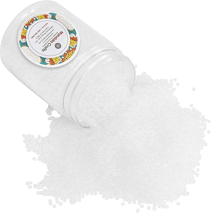 Mandala Crafts 11/0 Glass Seed Beads for Professional Beadwork, 13000 Clear Glass Beads