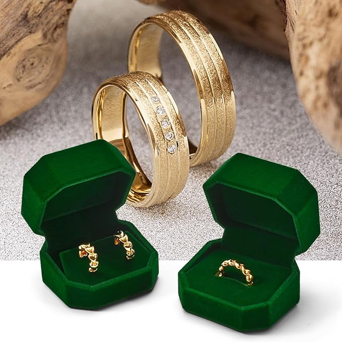 Green Small Necklace Box Velvet Jewelry Gift Box for Pendant Necklace Octagonal Jewelry Pendant Gift Box