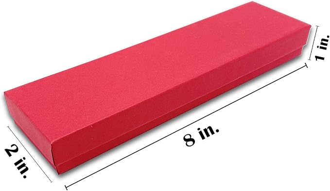 TheDisplayGuys - 25-Pack #82 Cotton Filled Cardboard Paper Jewelry Boxes Gift Case - Matte Red (8.0" x 2.0" x 1.0") - for Shipping or Storage