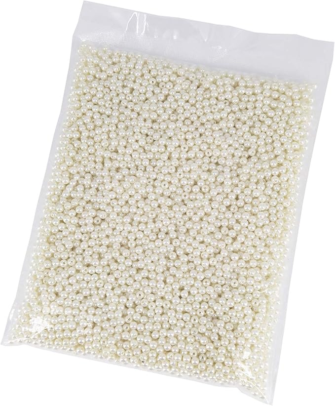 INSPIRELLE 4500pcs 5mm Ivory Art Faux Pearl Beads ABS Round Loose Spacer Beads for DIY Craft Necklaces Bracelets Jewelry Making
