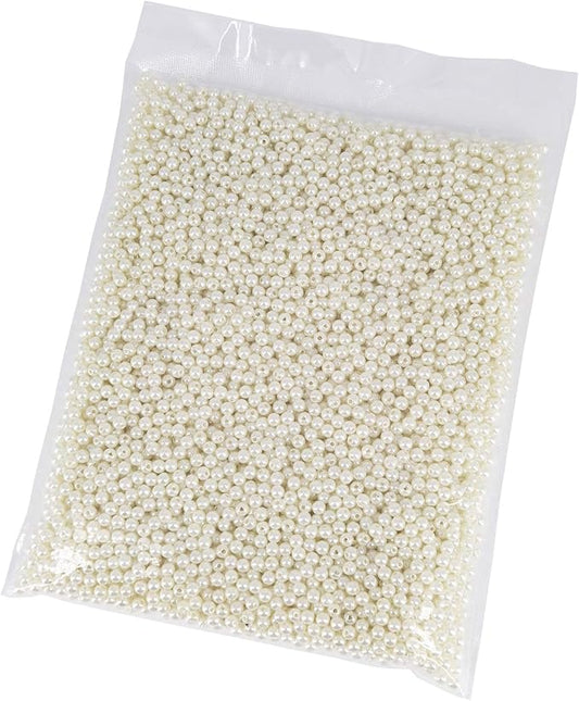 INSPIRELLE 4500pcs 5mm Ivory Art Faux Pearl Beads ABS Round Loose Spacer Beads for DIY Craft Necklaces Bracelets Jewelry Making