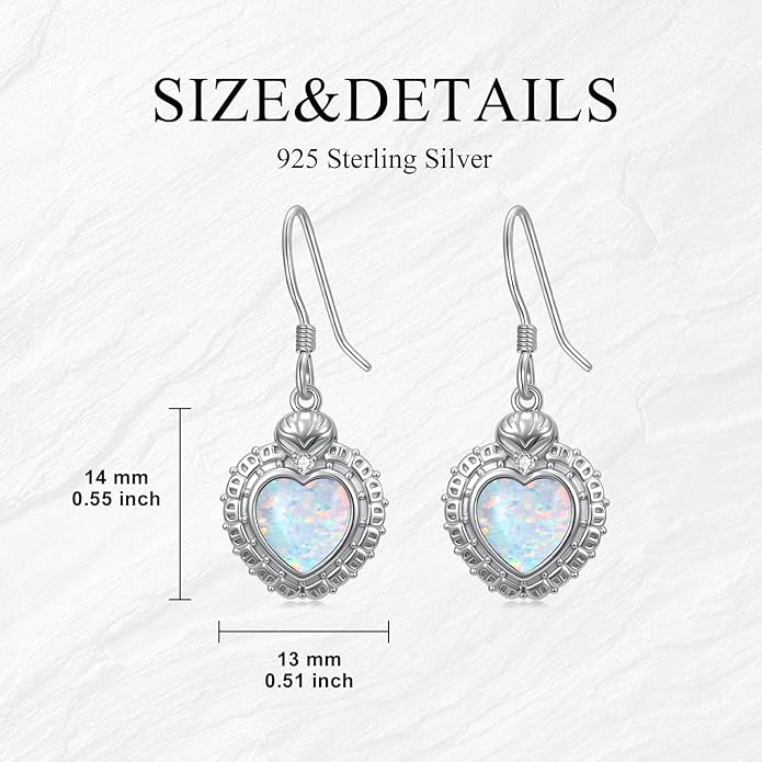 Opal Earrings for Women Opal with Genuine Diamond Dangle Drops Earrings 925 Sterling Silver Diamond Jewelry Earrings Gifts For Her