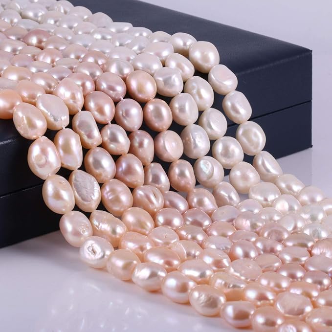 Natural Pearl Freshwater Cultured Pearl Beads for Jewelry Making Punch Loose Beads Handmake DIY for Jewelry Making DIY Women Necklace Bracelet 8-9 mm Color Purple 14 inches