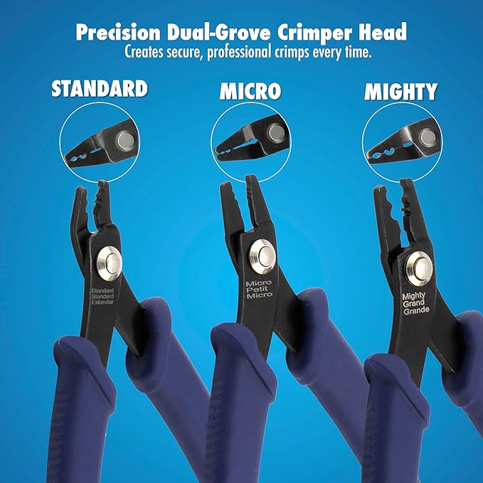 Beadalon Crimp Tool Standard - Fits Crimp Beads #1-3, Crimp Tubes #2-3, Dark Blue, Pocket Travel Size 4 in / 10.1 cm