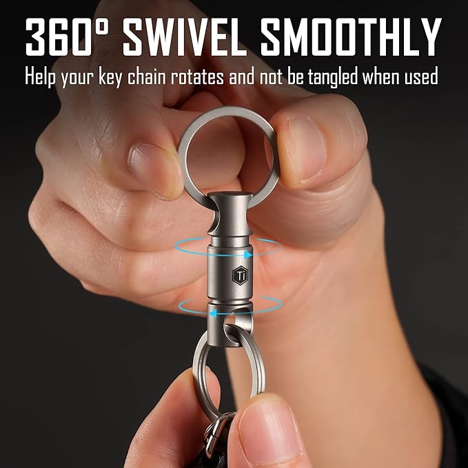 KeyUnity Detachable Key Ring Connector, Double-end Swivel Keychain Titanium Rotatable Key Organizer Linker for Carabine