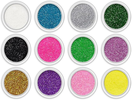 SULLMAR Nail Glitter Powder Set 12 Colors Glitter Powder for Nails for DIY Nail Art Glitter for Nails Sparkling Glitter Nails Great for Home Manicure Professional Quality Nail Art Supplies