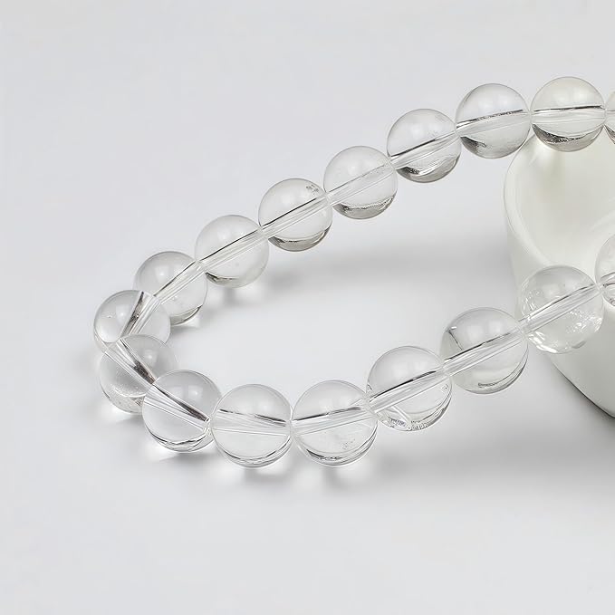 MJDCB 7A Natural White Clear Quartz Round Beads Gemstone Beads for DIY Necklace Bracelat Jewelry Making Strand 15" (12mm)