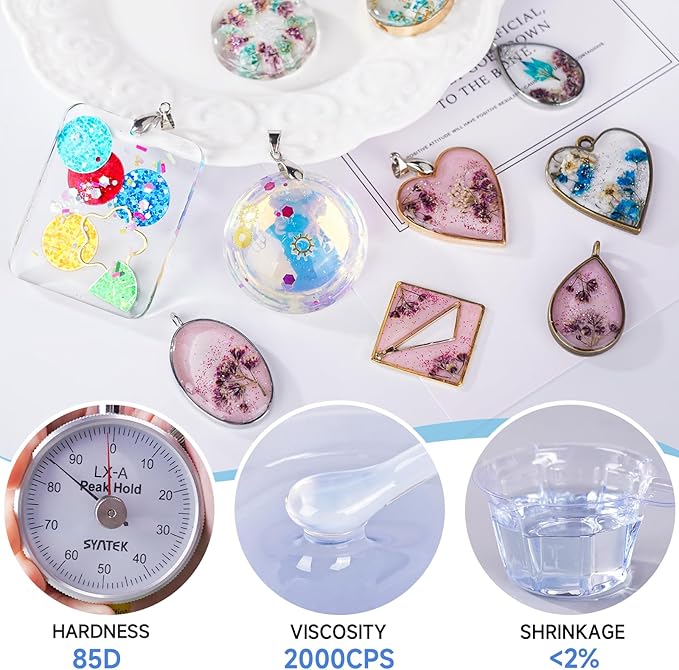 LET'S RESIN UV Resin, 1500g Odorless, Low Shrinkage, Clear Ultraviolet Epoxy Resin with Silicone Measuring Cups, for Jewelry, Molds, Craft Decoration