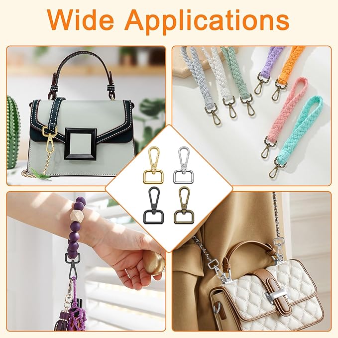 16pcs Swivel Clasps 3/4” D Ring Lobster Claw Clasps Metal Swivel Snap Hooks Push Gate Snap Hooks Trigger Clips for DIY Crafts Keychain Handbag Making(4 Colors, 2cm Inside Diameter)