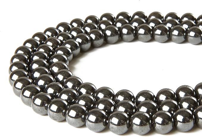 100pcs 8mm Black Hematite Beads Natural Gemstone Beads Round Loose Beads for Jewelry Making