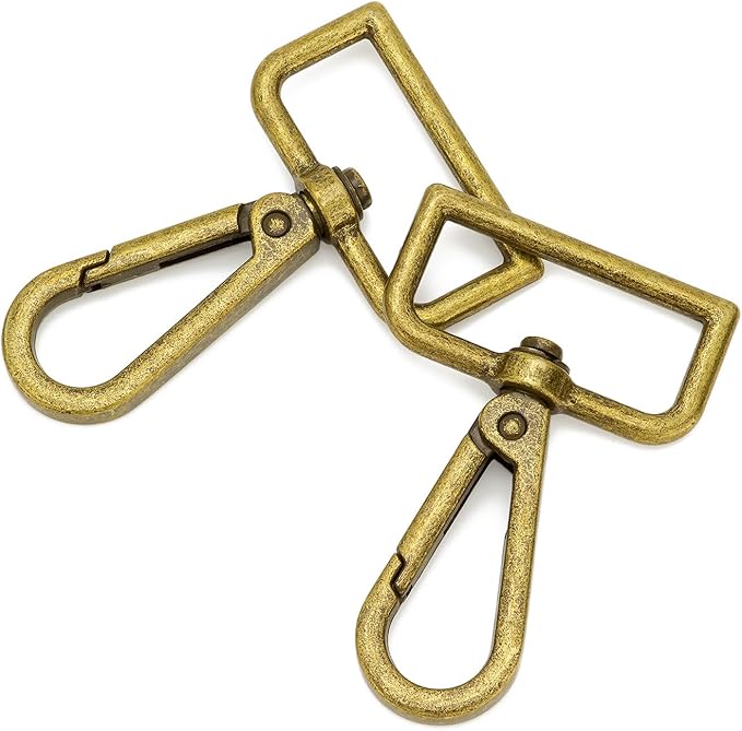 9 Pcs D Ring Swivel Lobster Claw Clasp Push Gate Snap Hooks Trigger Clips for DIY Crafts Keychain Purse Handbag Making,1-1/4 Inch Bronze